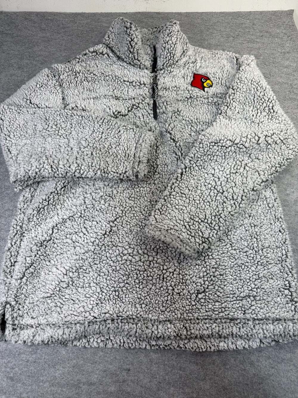 Boxercraft Louisville Cardinals Sherpa Quarter Zip Size XL Gray